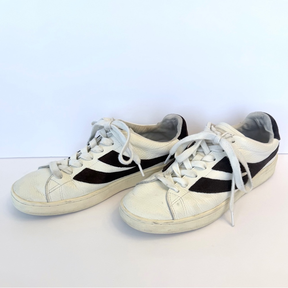 Superga Lendl low off white leather sneakers with a brown stripe, size 43